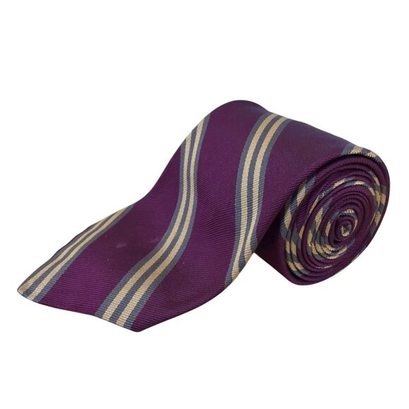Vintage Brooks Brothers Purple Stripe Silk Tie Made In England Formal Wear - Picture 1 of 7